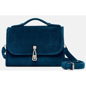 Gabriela Hearst Leonora Small Navy Suede Crossbody Handbag